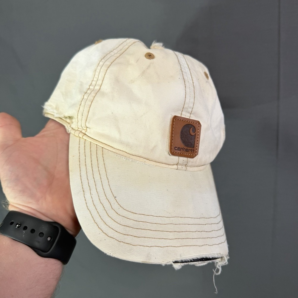 Super Faded Carhartt Hat Distressed Beige Vintage Style Essentials